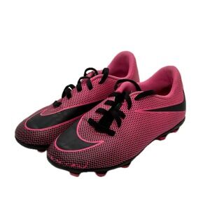 Nike Pink Black Soccer Cleats Shoes Youth Kids Sneakers Athletic Football sz 13c